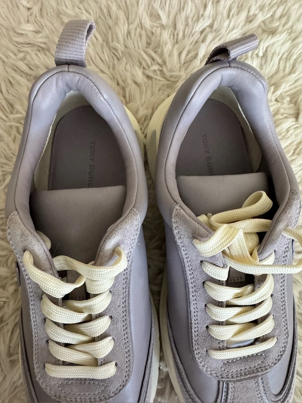 Tory Burch Good Luck Trainer Sneakers Spring Lavender Leather Suede Size 8
